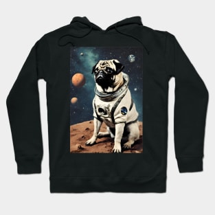 Astronaut Pug in Space Vintage Surreal Collage Art Hoodie